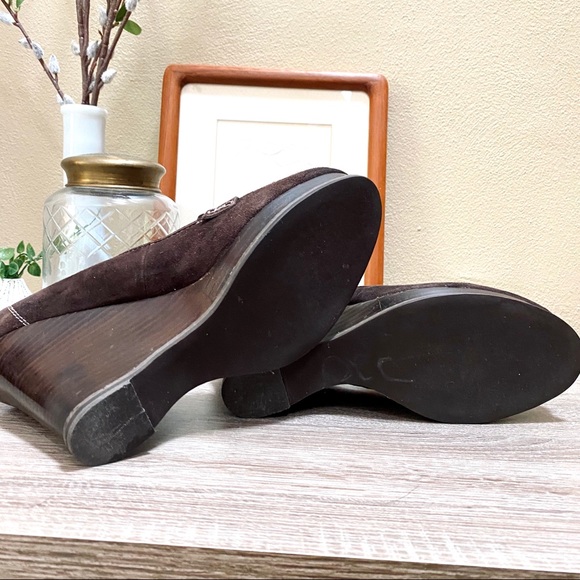 Marc Fisher Brown Suede Penny Loafer Wedge Heels - Picture 6 of 6